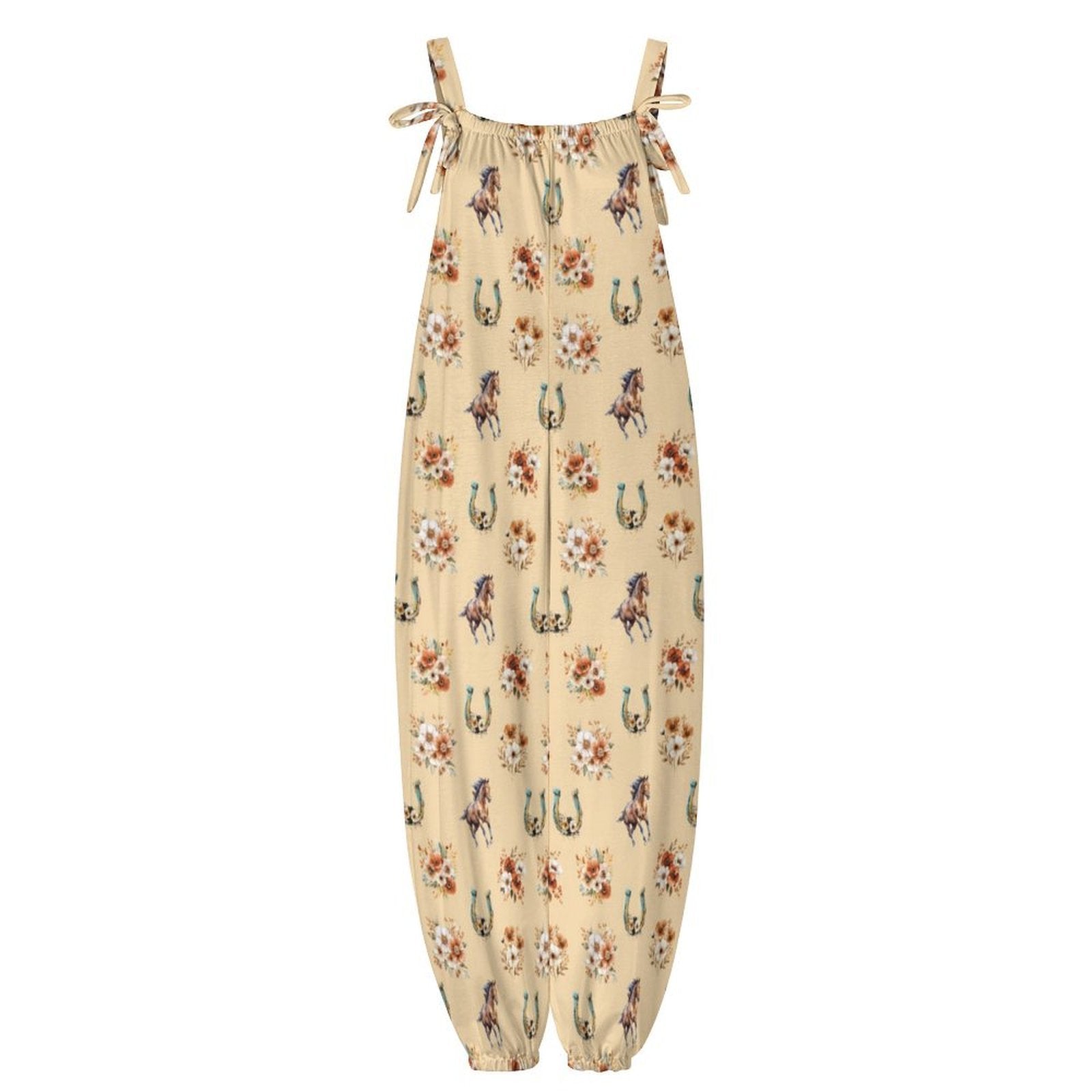 FLORAL HORSE WESTERN COUNTRY GIRL OVERALL JUMPSUIT