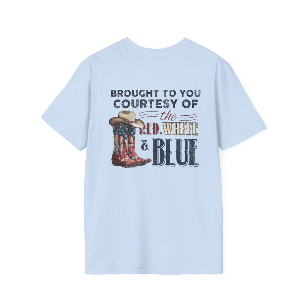 CUSTOM TSHIRT - "WE'LL PUT A BOOT IN YOUR ASS" AMERICAN FLAG COWBOY BOOTS PATRIOTIC TEE - FRONT AND BACK DESIGN T-Shirt