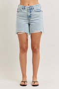 JUDY BLUE HIGH-WAISTED RIGID MAGIC DAD SHORT WITH CELL PHONE BACK POCKETS Judy Blue Denim