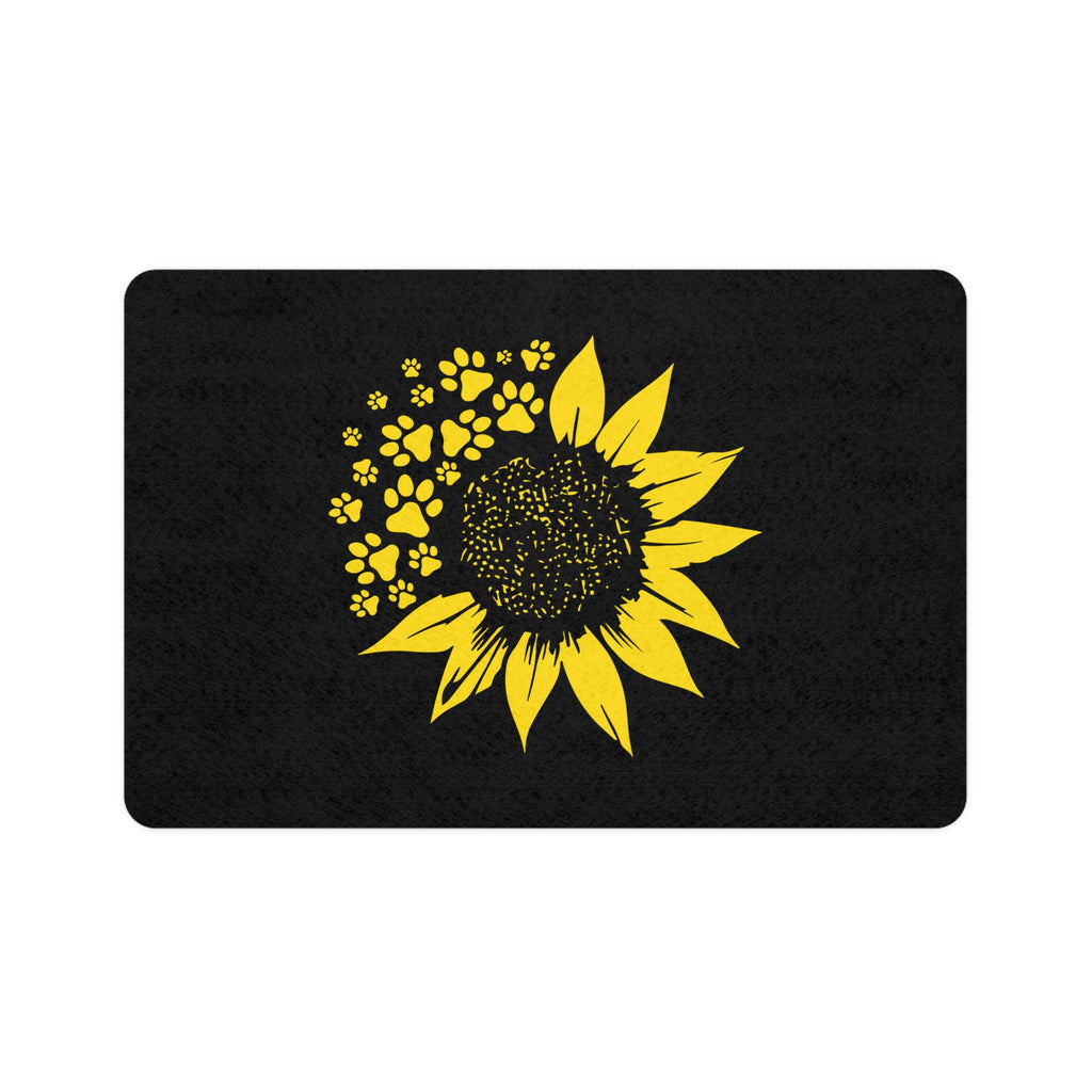 SUNFLOWER PAW PRINT PET FOOD MAT - NON SLIP 12X18" FEEDING MAT Pets