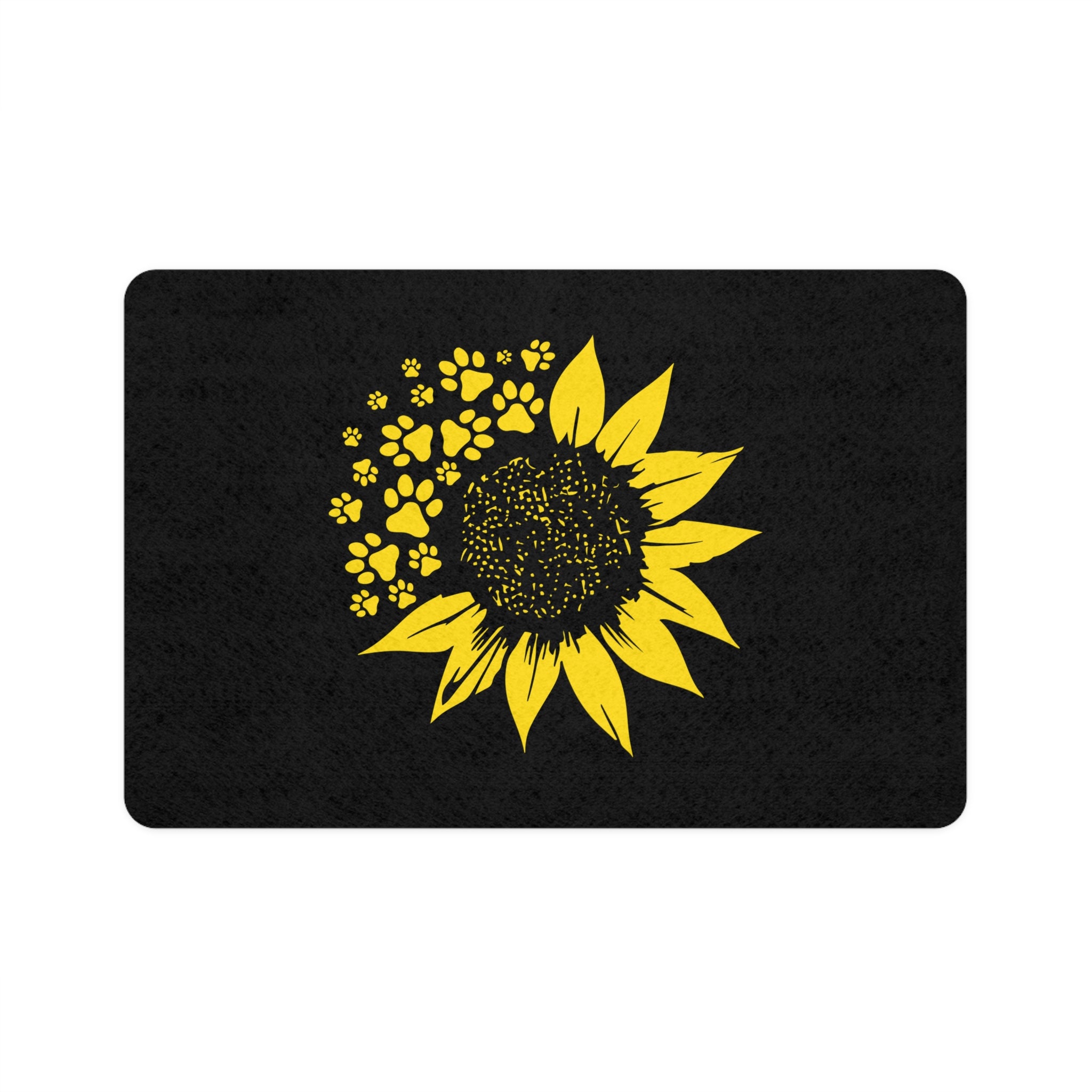 SUNFLOWER PAW PRINT PET FOOD MAT - NON SLIP 12X18" FEEDING MAT Pets