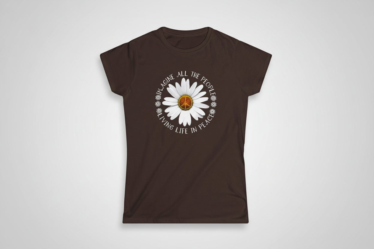 DAISY PEACE CUSTOM TEE - WOMEN'S FLORAL PEACE SIGN T-SHIRT T-Shirt