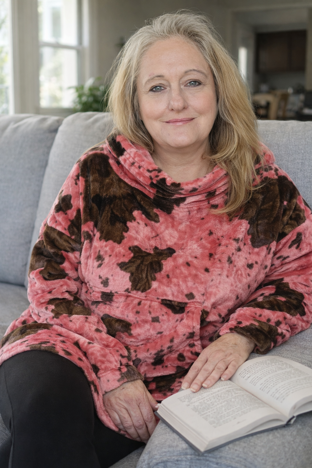 PINK COW PRINT HOODED BLANKET SNUGGY Hooded blanket