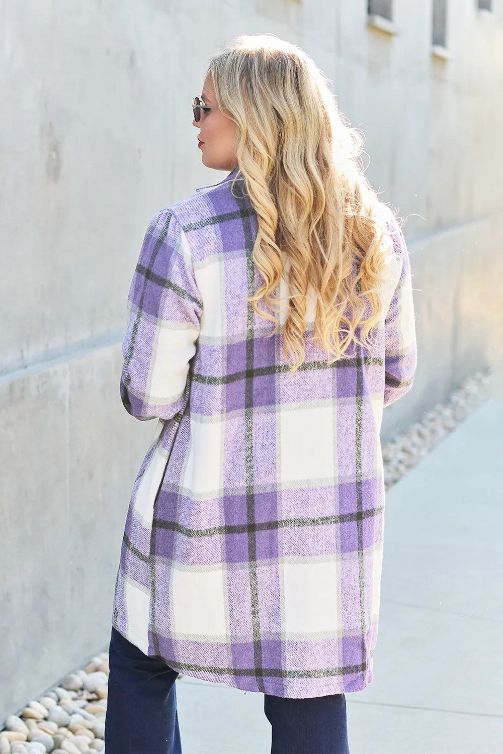 DOUBLE TAKE PLAID BUTTON UP LAPEL COLLAR COAT coat