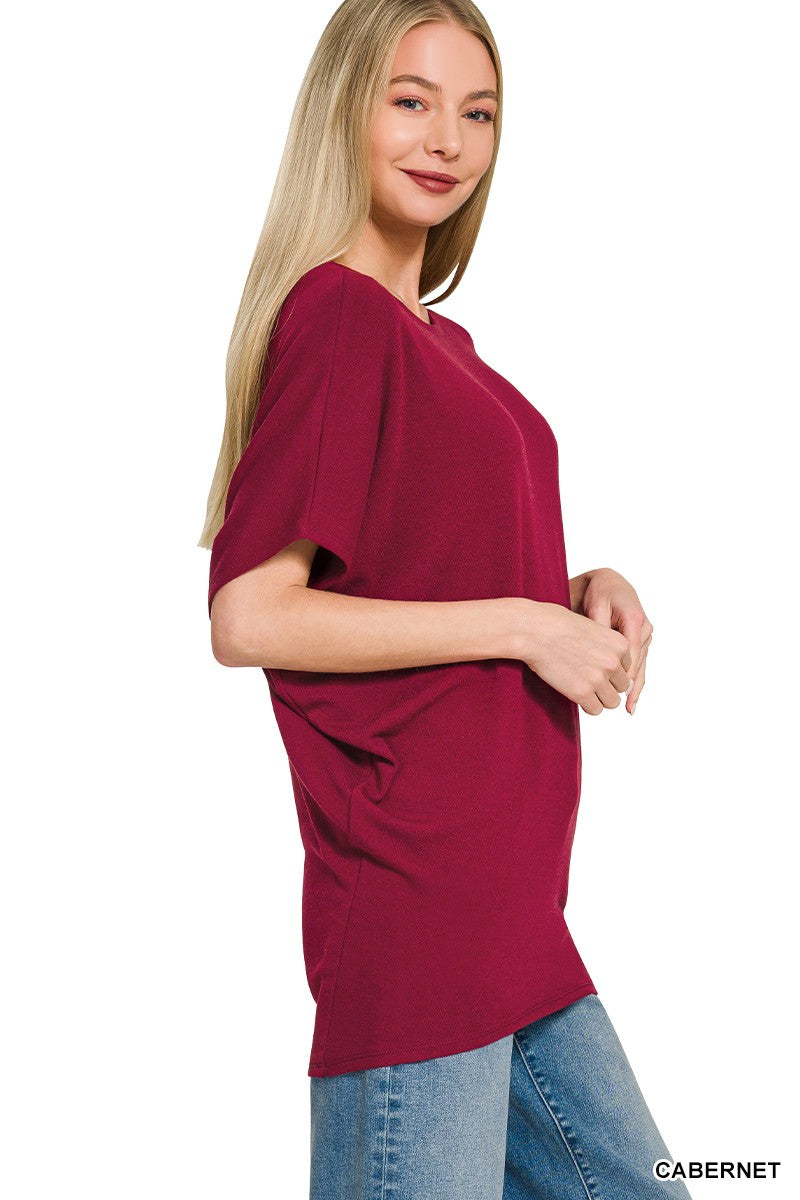 ZENANA HACCI DOLMAN SLEEVE BOAT NECK TOP - SEEN ON LIVE!! TOP