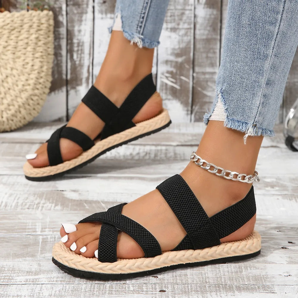 CRISS CROSS OPEN TOE SANDALS sandals