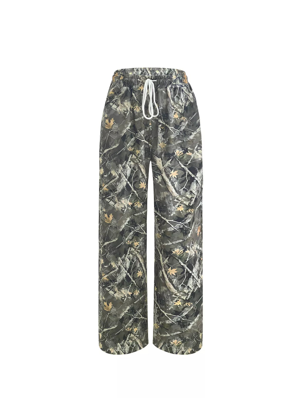 RELAXED FIT CAMO PRINT DRAWSTRING WAIST PANTS Pants