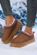 Chestnut Suede Round Toe Plush Lined Flats