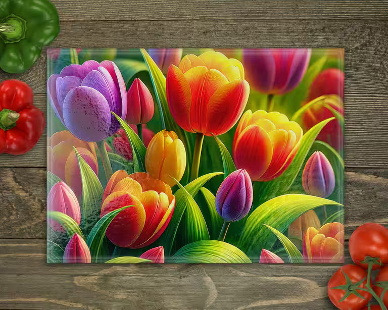 Tulips Glass Cutting Board cutting board