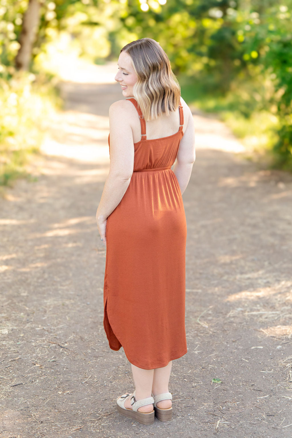 IN STOCK Reagan Ribbed Midi Dress - Rust | Women's Dress FINAL SALE