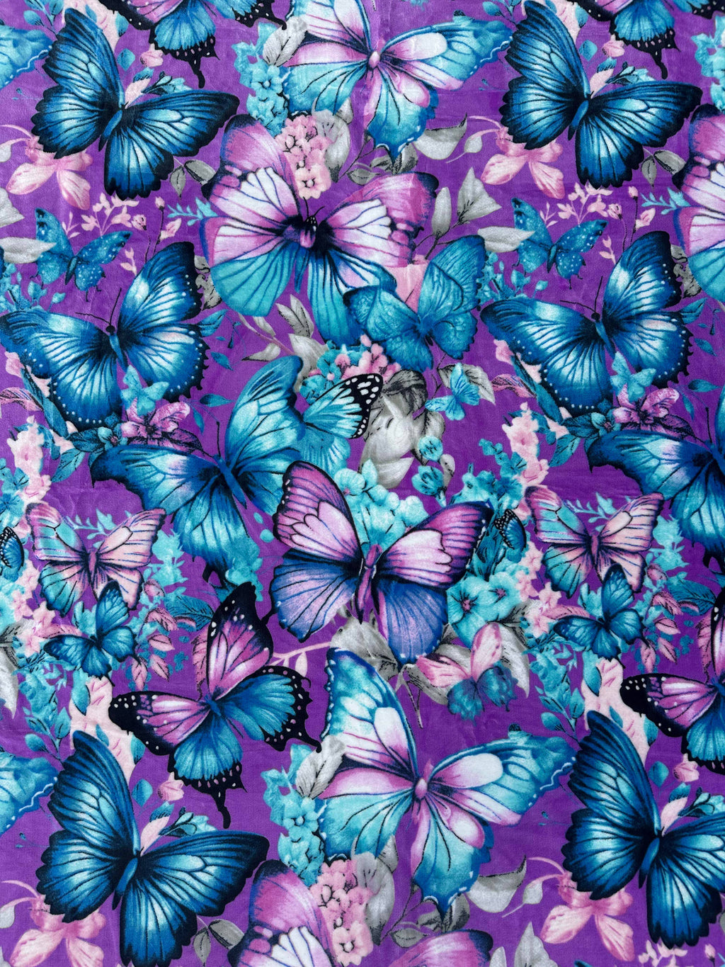 PURPLE AND BLUE BUTTERFLY SUPER KING SIZE SOFT PLUSH BLANKET Blanket