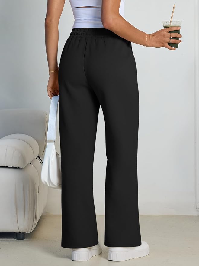 FLEECE LINED WIDE LEG SWEATPANTS - LET'S TALK COMFY