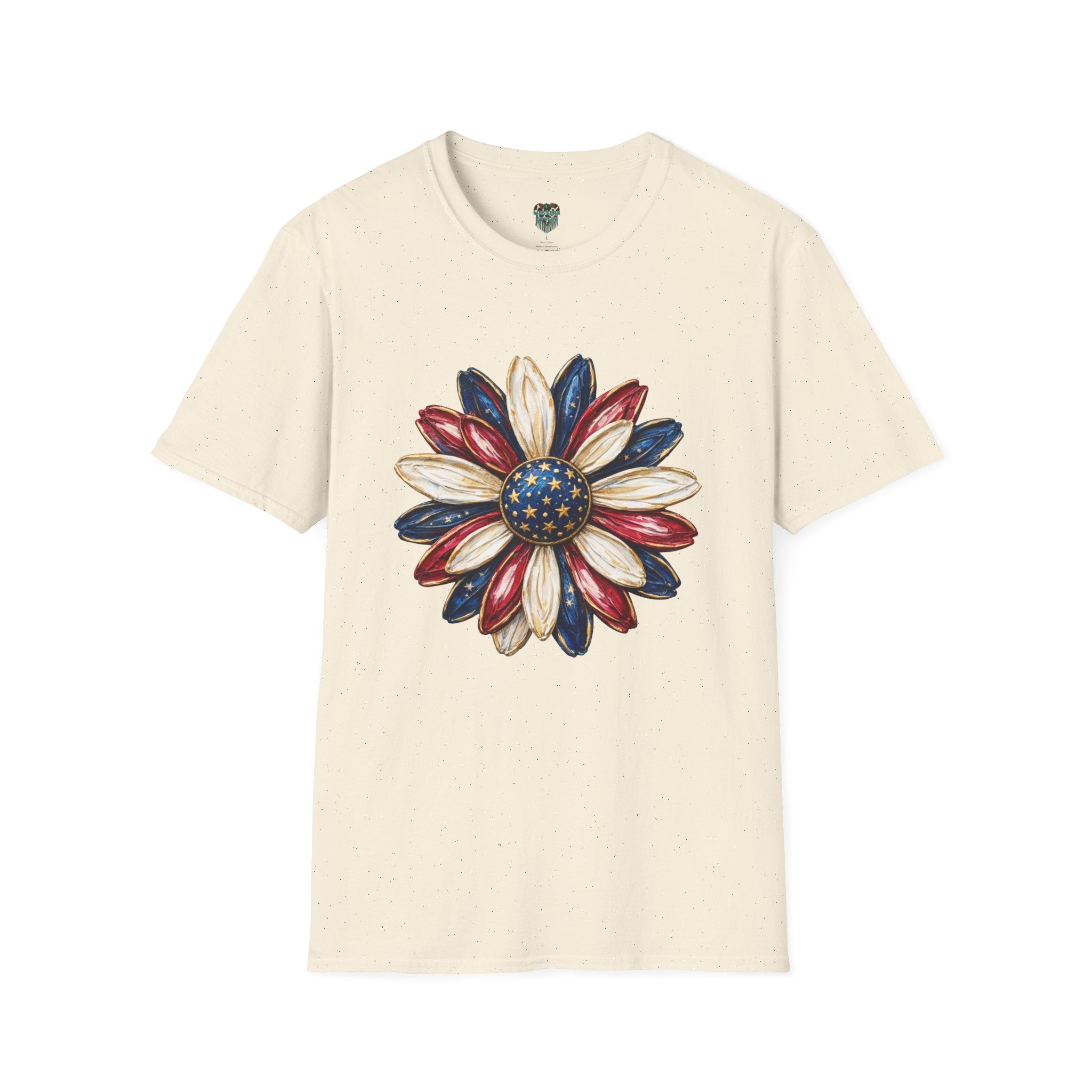 PATRIOTIC SUNFLOWER TSHIRT - RED, WHITE AND BLUE AMERICAN FLAG FLORAL GRAPHIC TEE T-Shirt