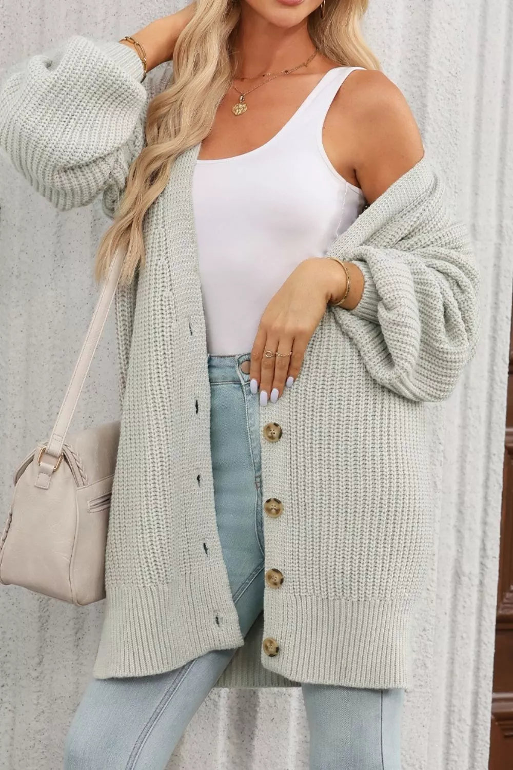 CHUNKY KNIT BUTTON-DOWN CARDIGAN Cardigan