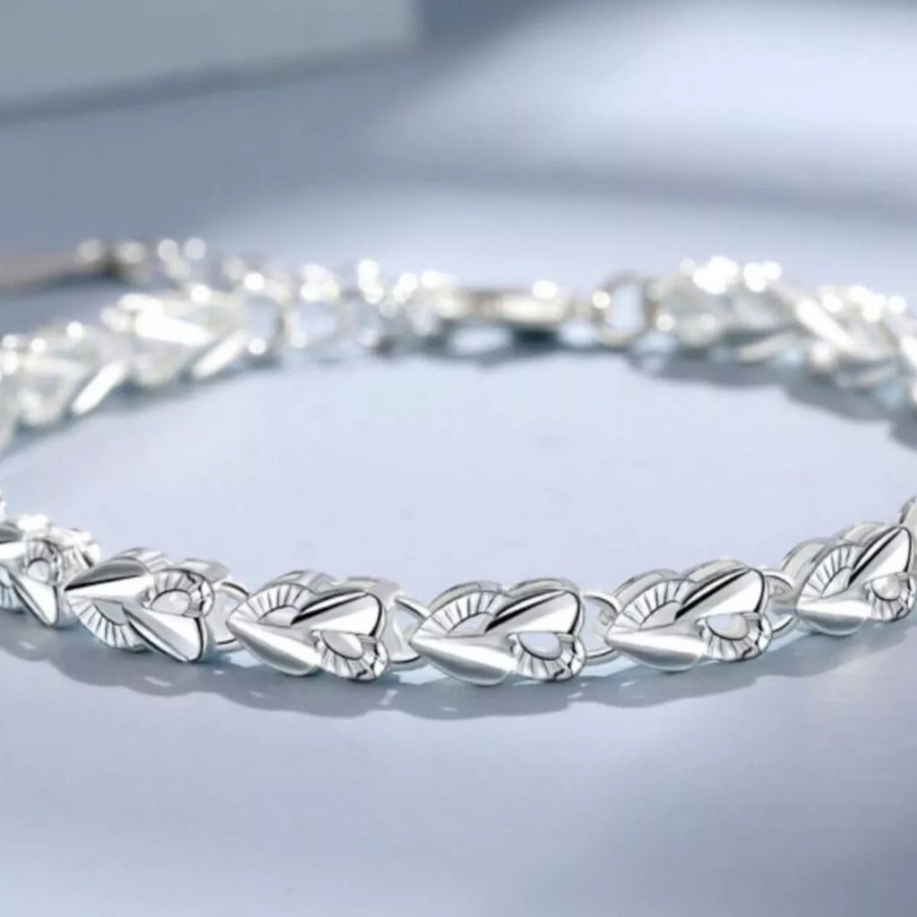 STERLING SILVER .925 HEART LINK BRACELET bracelet