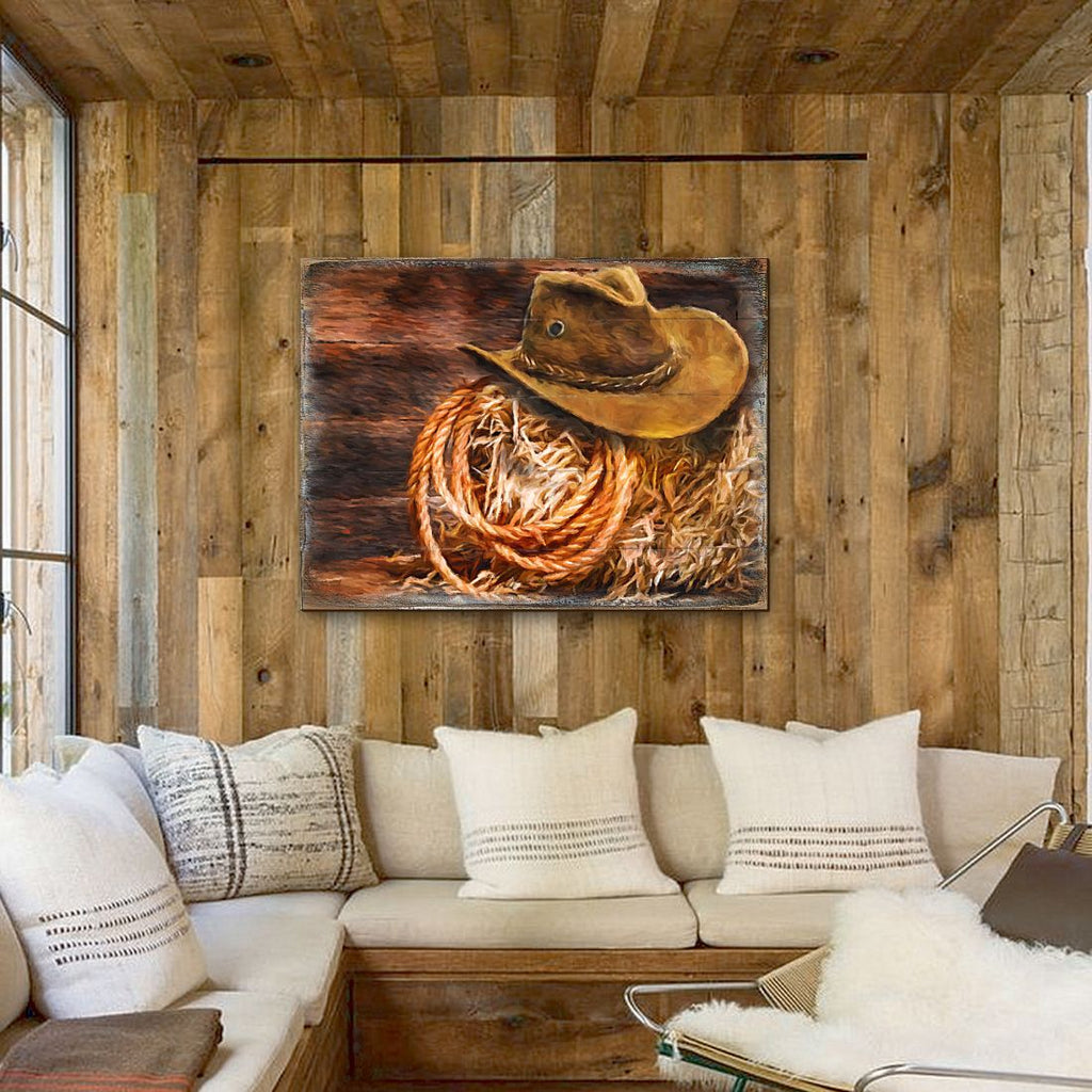 Lothen Cowboy Hat Art Wooden Wall Art by Nature Wonders - Nature Wildlife Decor - 95233B Wall Art