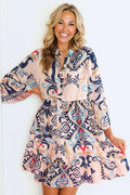 Boho Button Tiered Mini Dress