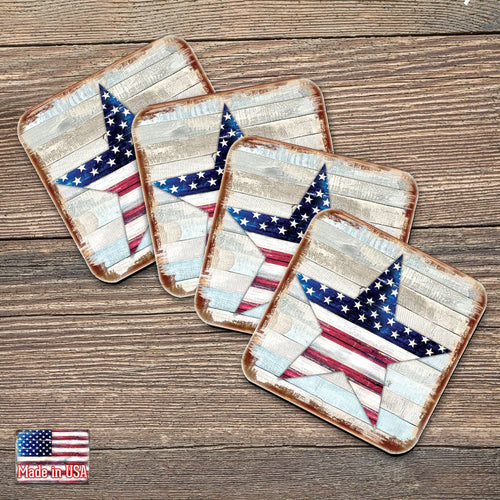 AMERICAN STAR WOODEN CORK COASTERS GIFT SET OF 4 Coasters