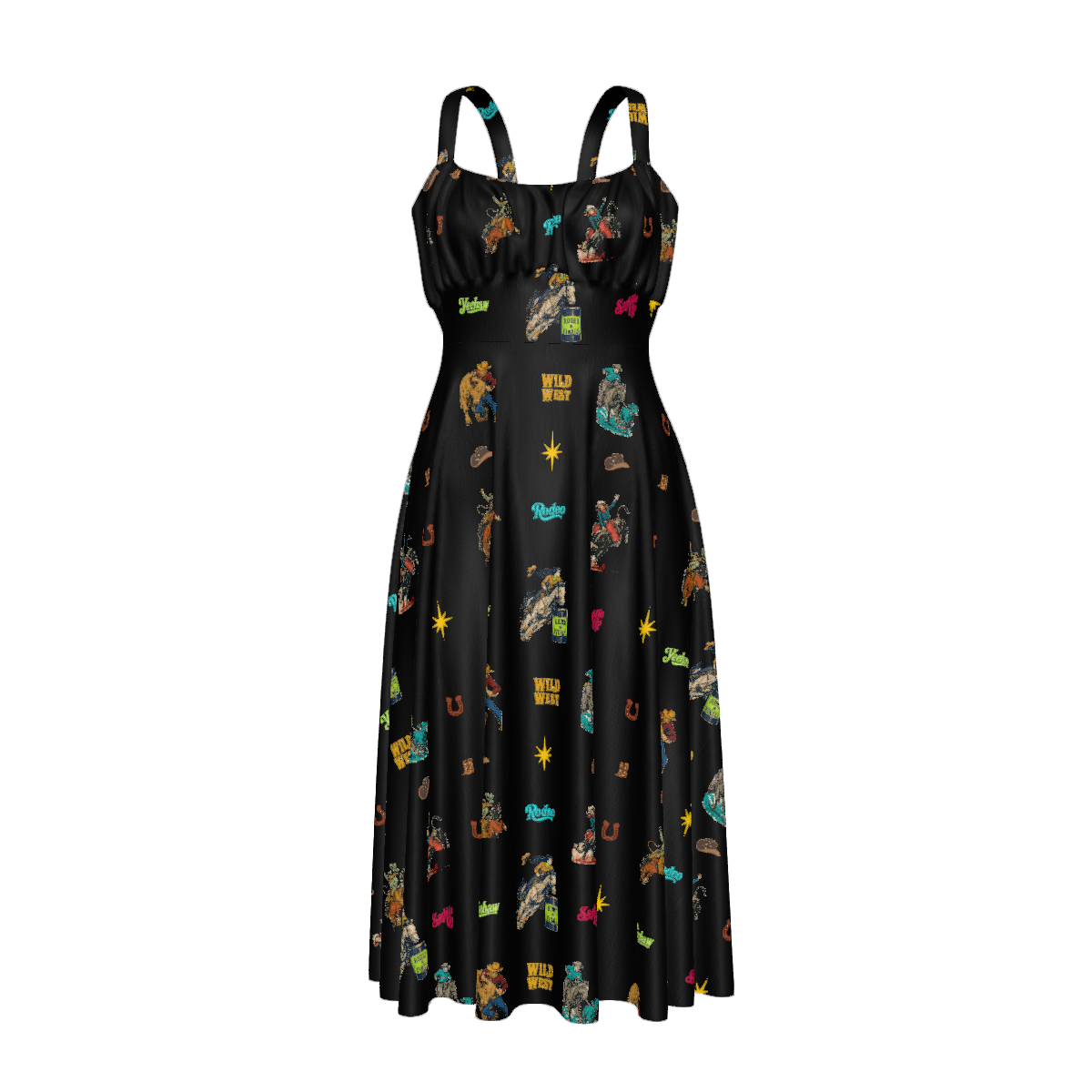 Baha Ranch The Last Roundup Country Western Prairie Dress in black Dresses