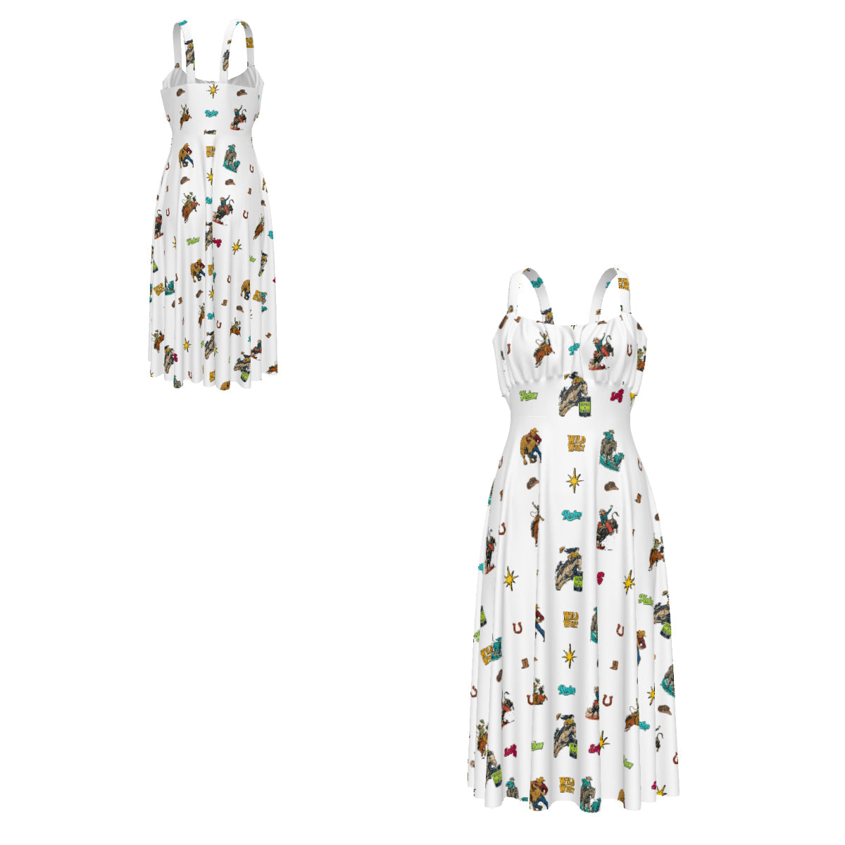 Baha Ranch The Last Roundup Western Rodeo Prairie Dress in White Dresses
