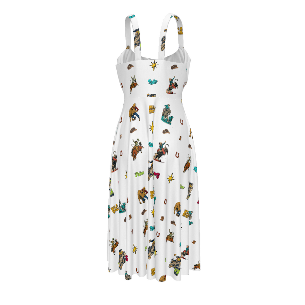 Baha Ranch The Last Roundup Western Rodeo Prairie Dress in White Dresses