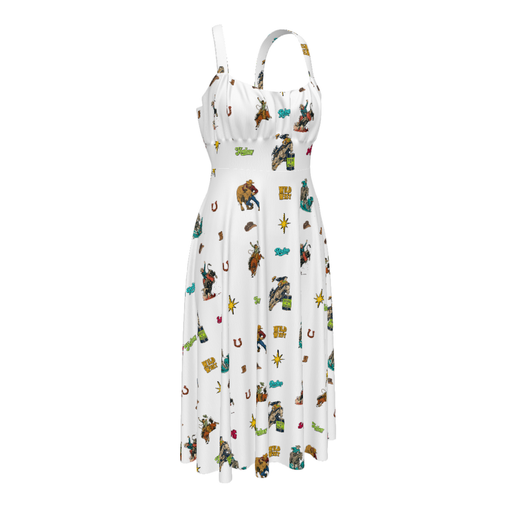 Baha Ranch The Last Roundup Western Rodeo Prairie Dress in White Dresses