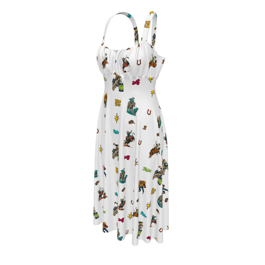 Baha Ranch The Last Roundup Western Rodeo Prairie Dress in White Dresses