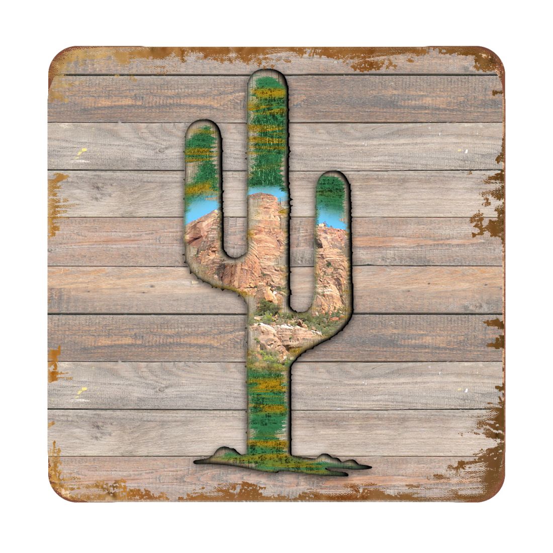 Cactus Wooden Cork Coasters Gift Set of 4 by Nature Wonders - Nature Wildlife Decor - 8199416C-S4 Coasters