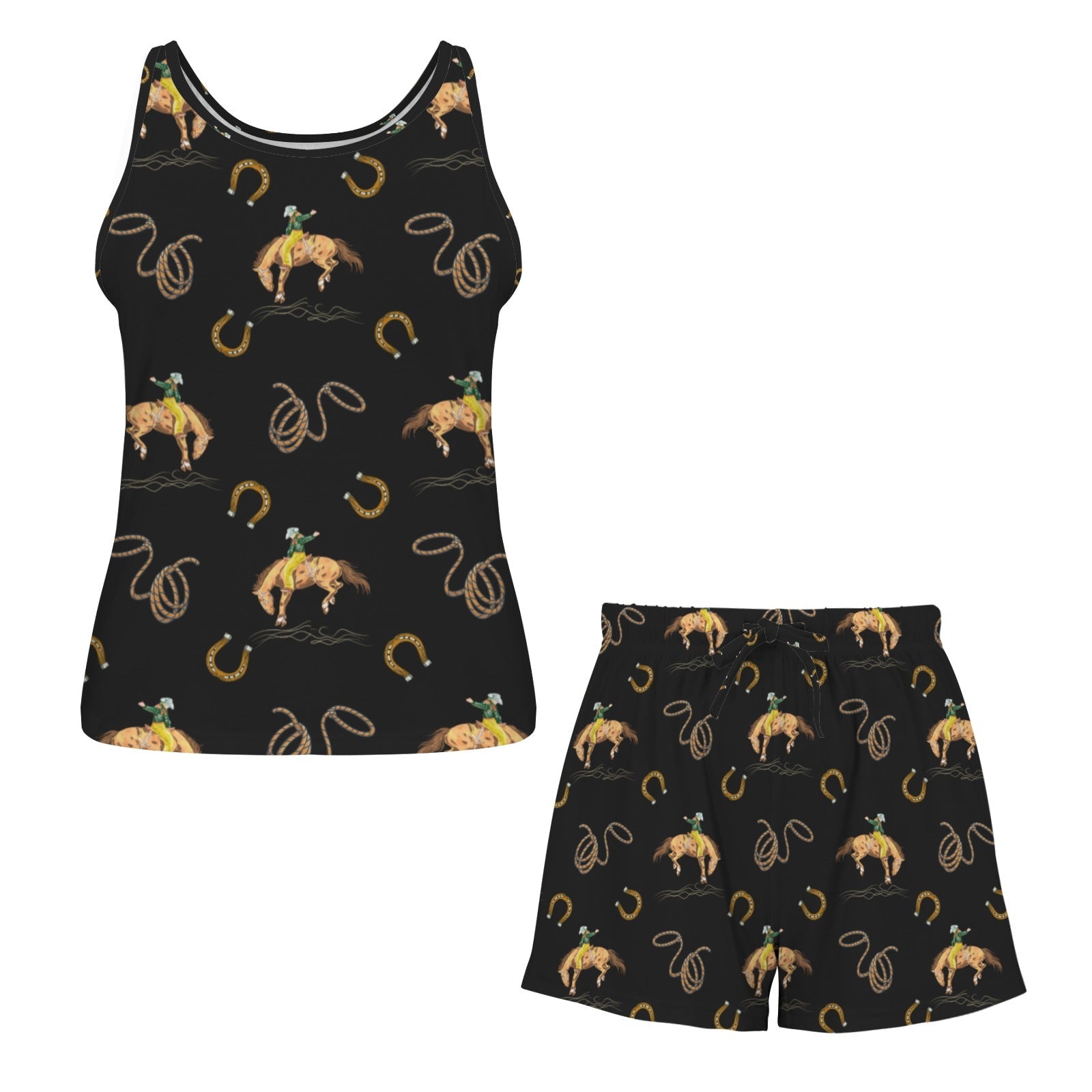 RANCH RODEO COWBOY SHORTS TANK LOUNGE PAJAMA SET Sleepwear