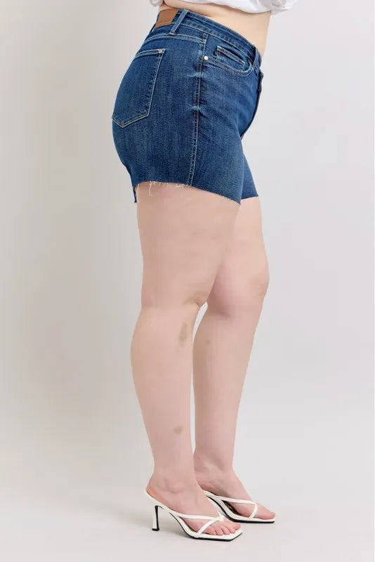 Judy Blue Plus Size High Waist Criss-Cross Waistband Denim Shorts