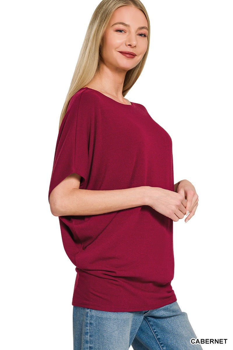 ZENANA HACCI DOLMAN SLEEVE BOAT NECK TOP - SEEN ON LIVE!! TOP