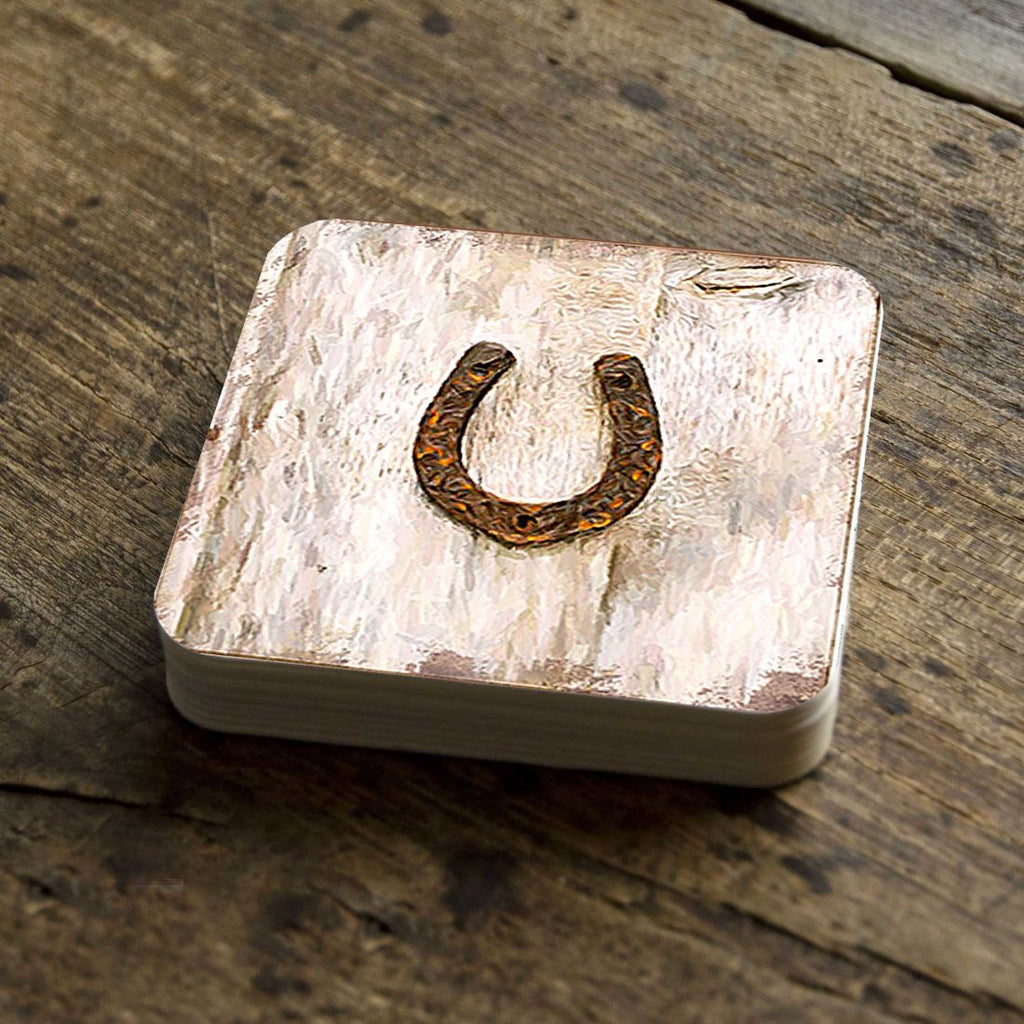 Horseshoe Art Wooden Cork Coasters Gift Set of 4 by Nature Wonders - Nature Wildlife Decor - 8198622C-S4 Coasters