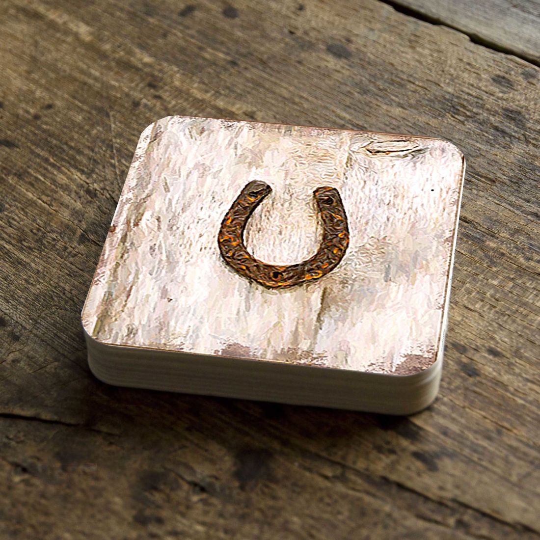 Horseshoe Art Wooden Cork Coasters Gift Set of 4 by Nature Wonders - Nature Wildlife Decor - 8198622C-S4 Coasters