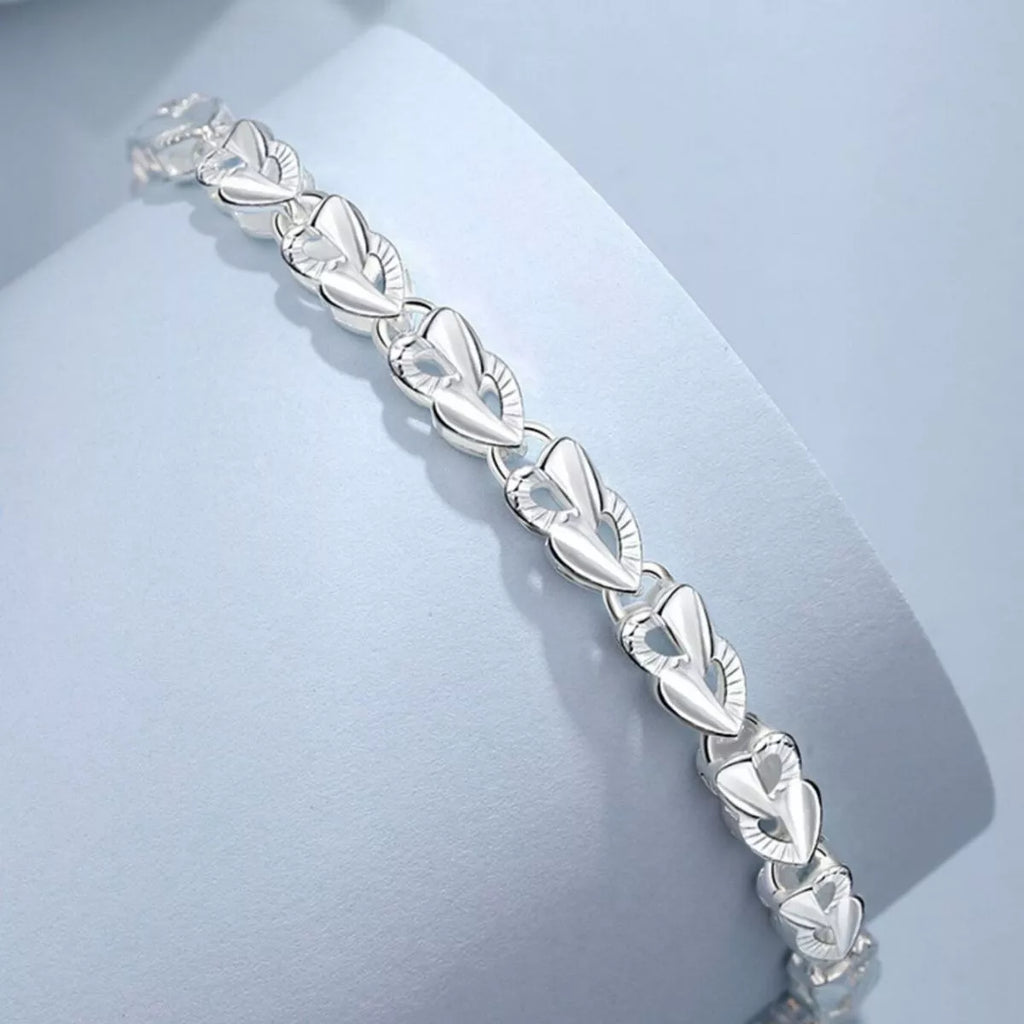 STERLING SILVER .925 HEART LINK BRACELET bracelet