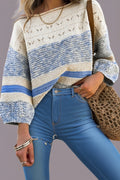 Light Blue Striped Long Sleeve Sweater