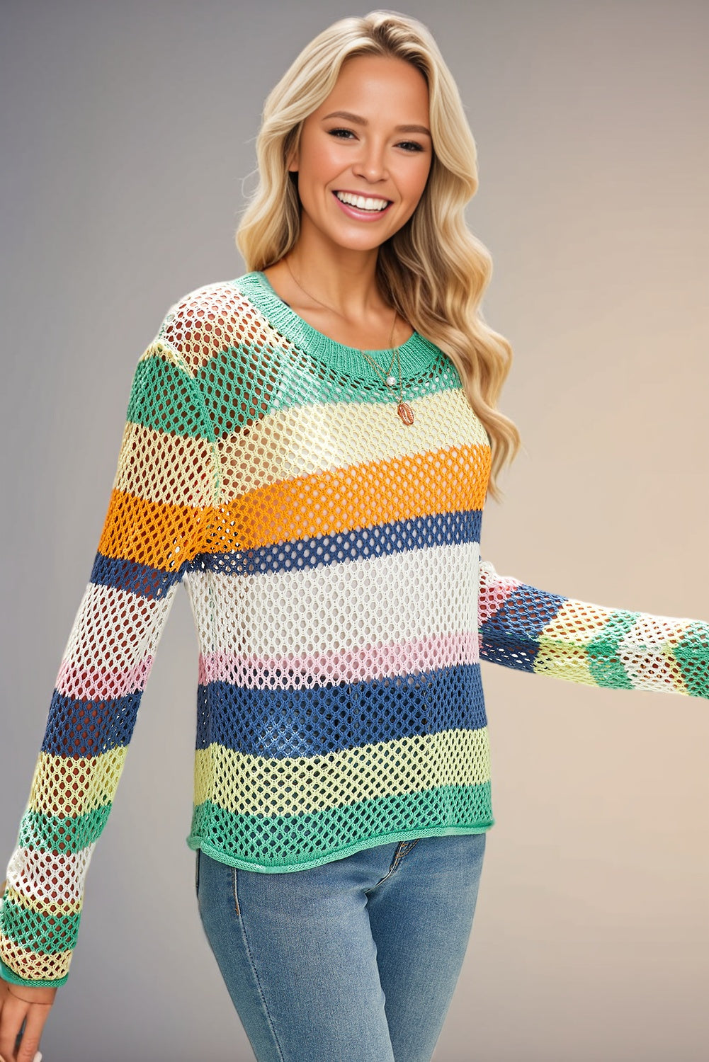 Colorblock Striped Knitted Top