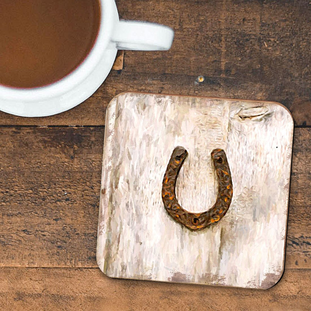 Horseshoe Art Wooden Cork Coasters Gift Set of 4 by Nature Wonders - Nature Wildlife Decor - 8198622C-S4 Coasters