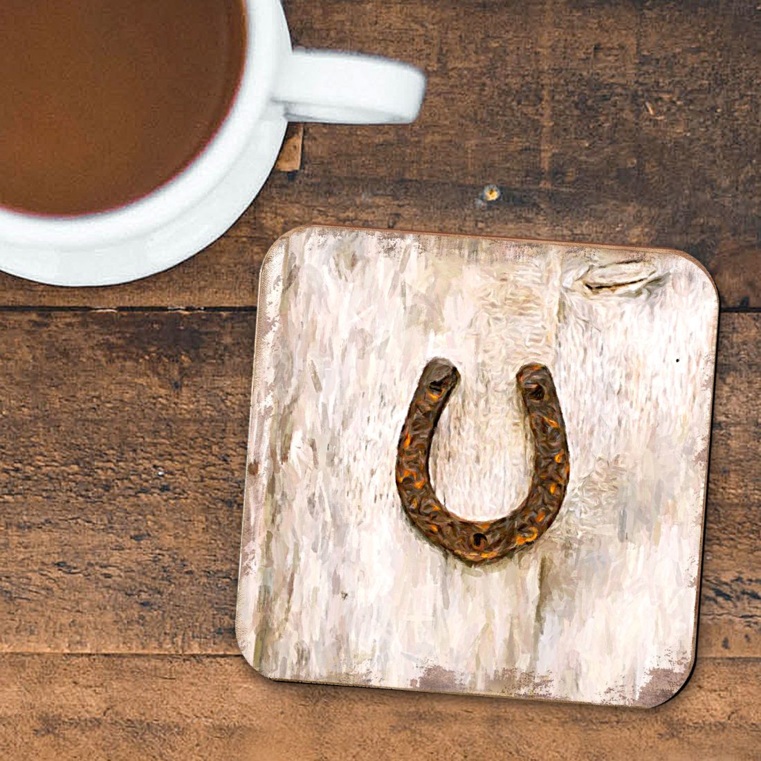 Horseshoe Art Wooden Cork Coasters Gift Set of 4 by Nature Wonders - Nature Wildlife Decor - 8198622C-S4 Coasters