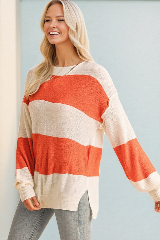 Colorblock V Neck Sweater