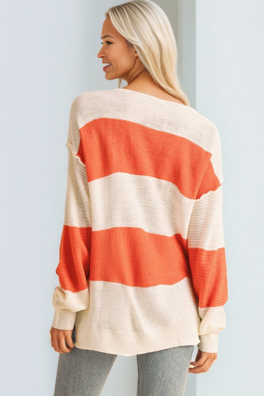 Colorblock V Neck Sweater