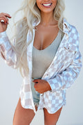 Checkerboard Button Up Shacket