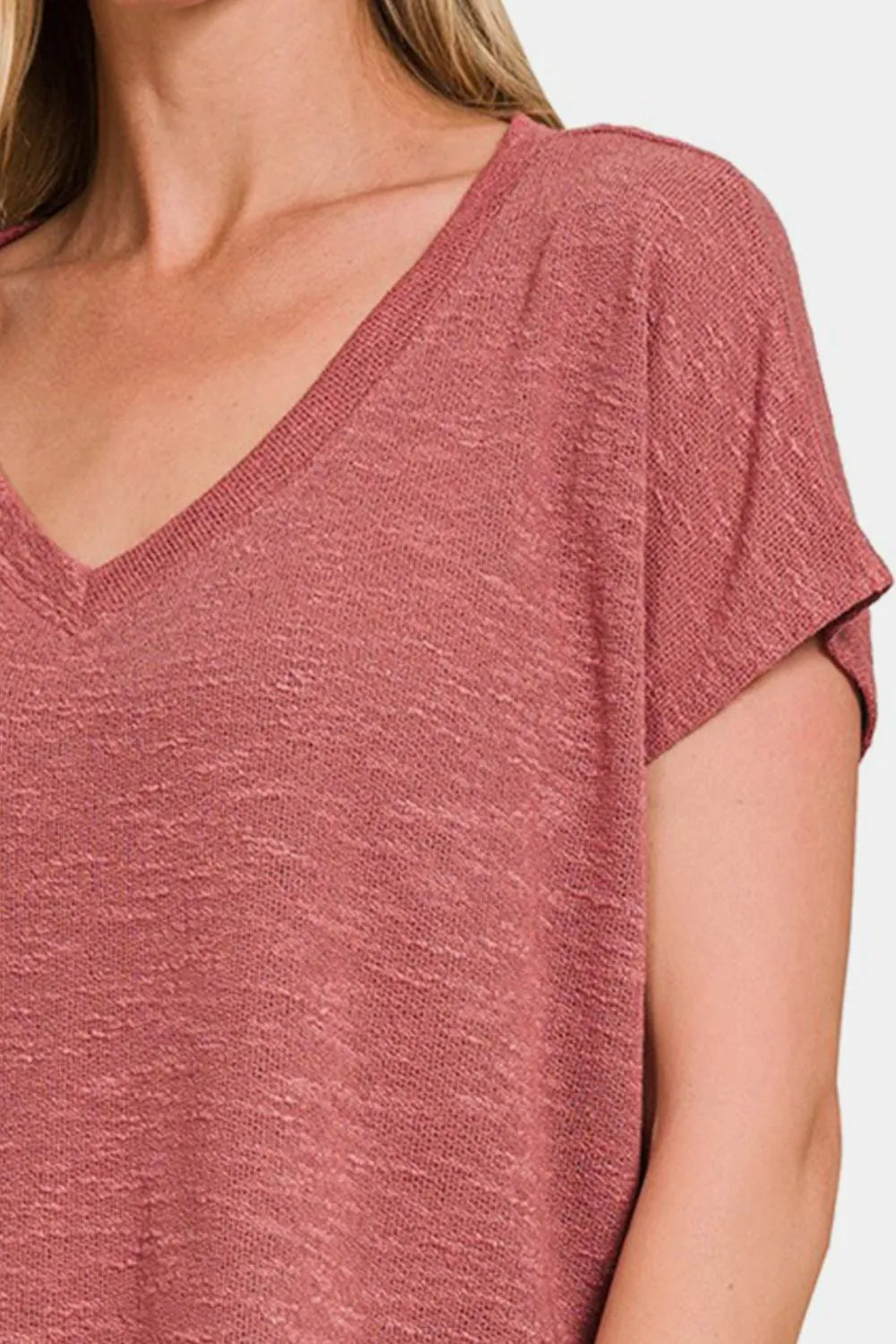 Zenana V-Neck Short Sleeve Crop T-Shirt Clothing