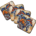 Herd of Horses Wooden Cork Coasters Gift Set of 4 by J. Bergsma - Wildlife Decor - 8199458C-S4 Coasters