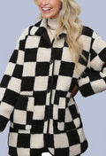 Checkered Buttoned Fleece Jacket