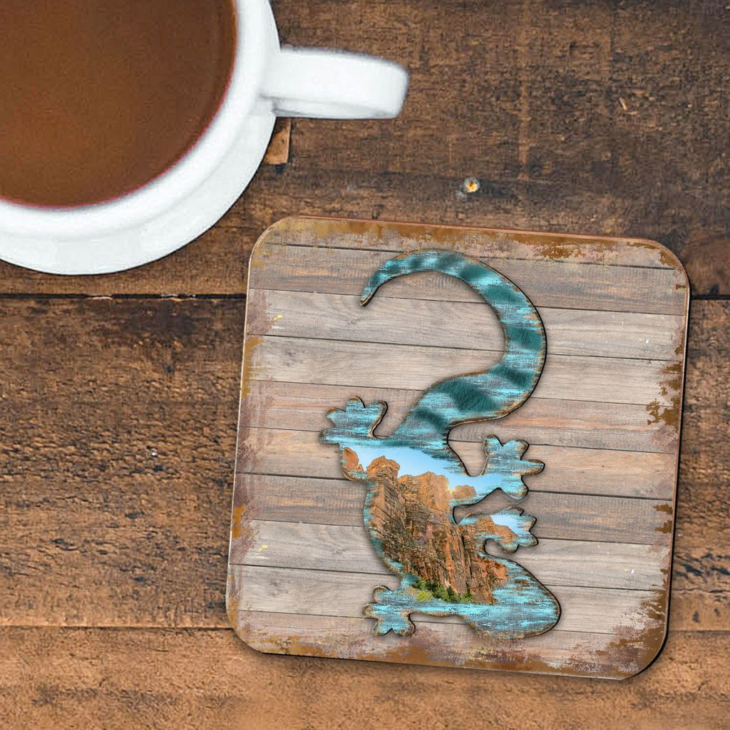 Gecko Wooden Cork Coasters Gift Set of 4 by Nature Wonders - Nature Wildlife Decor - 8199434C-S4 Coasters