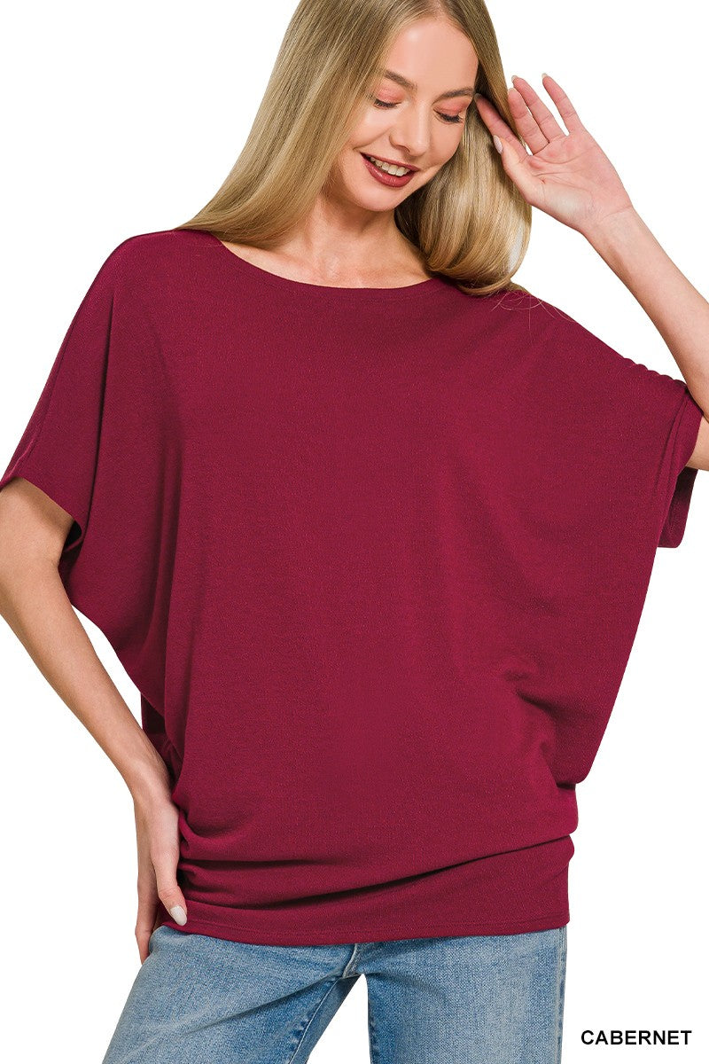 ZENANA HACCI DOLMAN SLEEVE BOAT NECK TOP - SEEN ON LIVE!! TOP