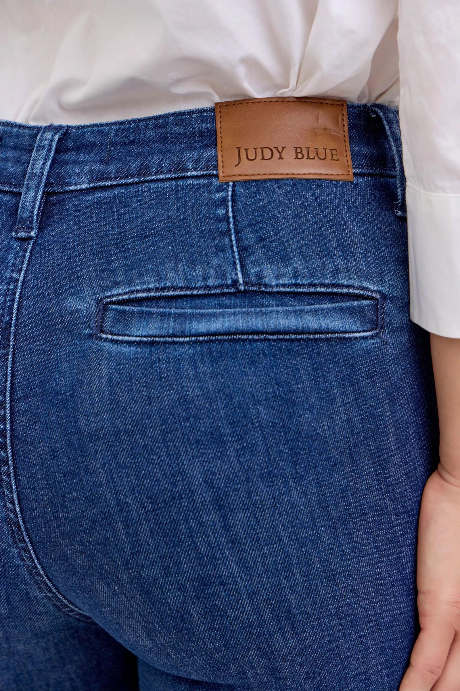 Judy Blue High Waist Flare Jeans with Front Patch Pockets Denim