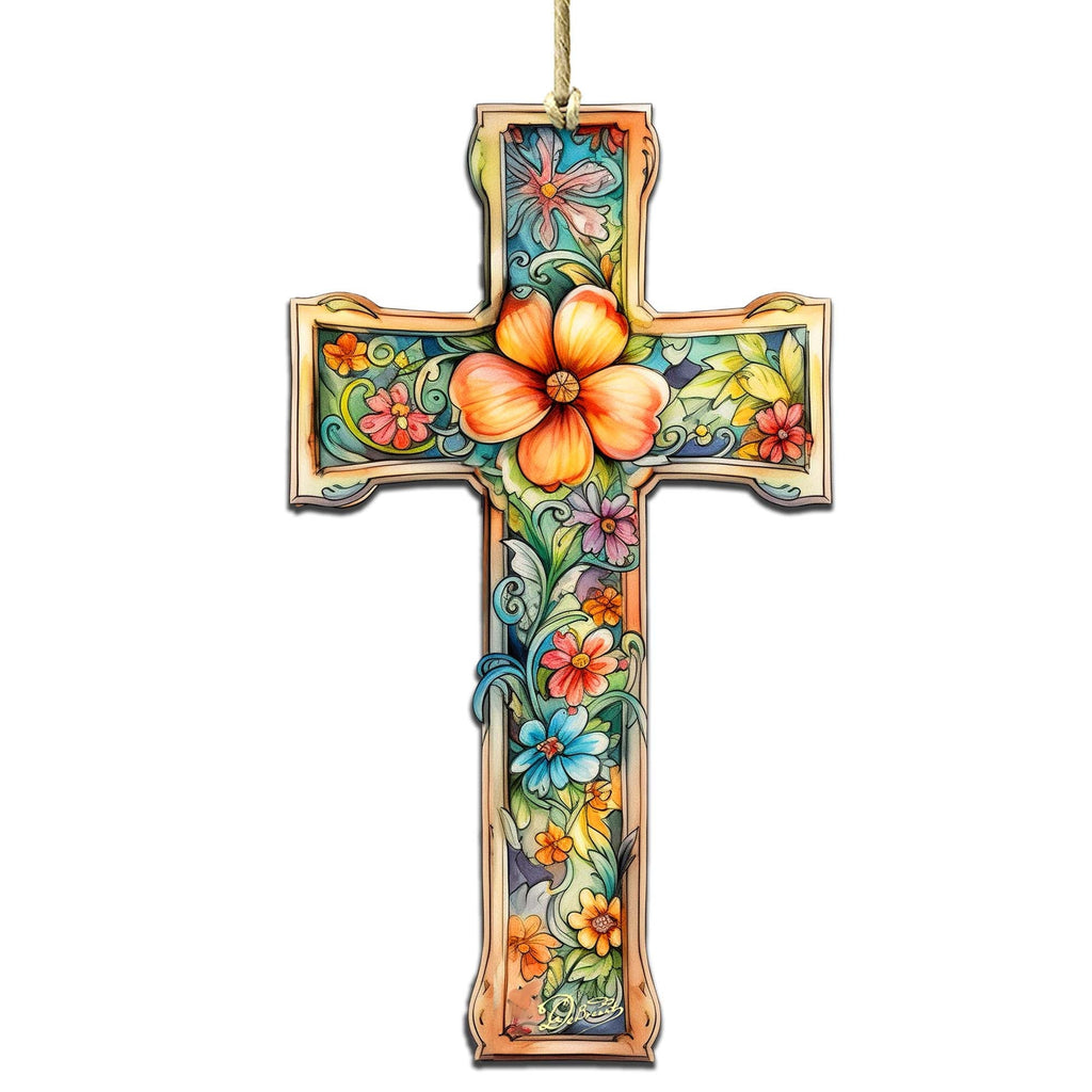 BLOSSOM CROSS WOODEN ORNAMENTS | HANDCRAFTED KEEPSAKES MADE IN THE USA Wooden Ornaments