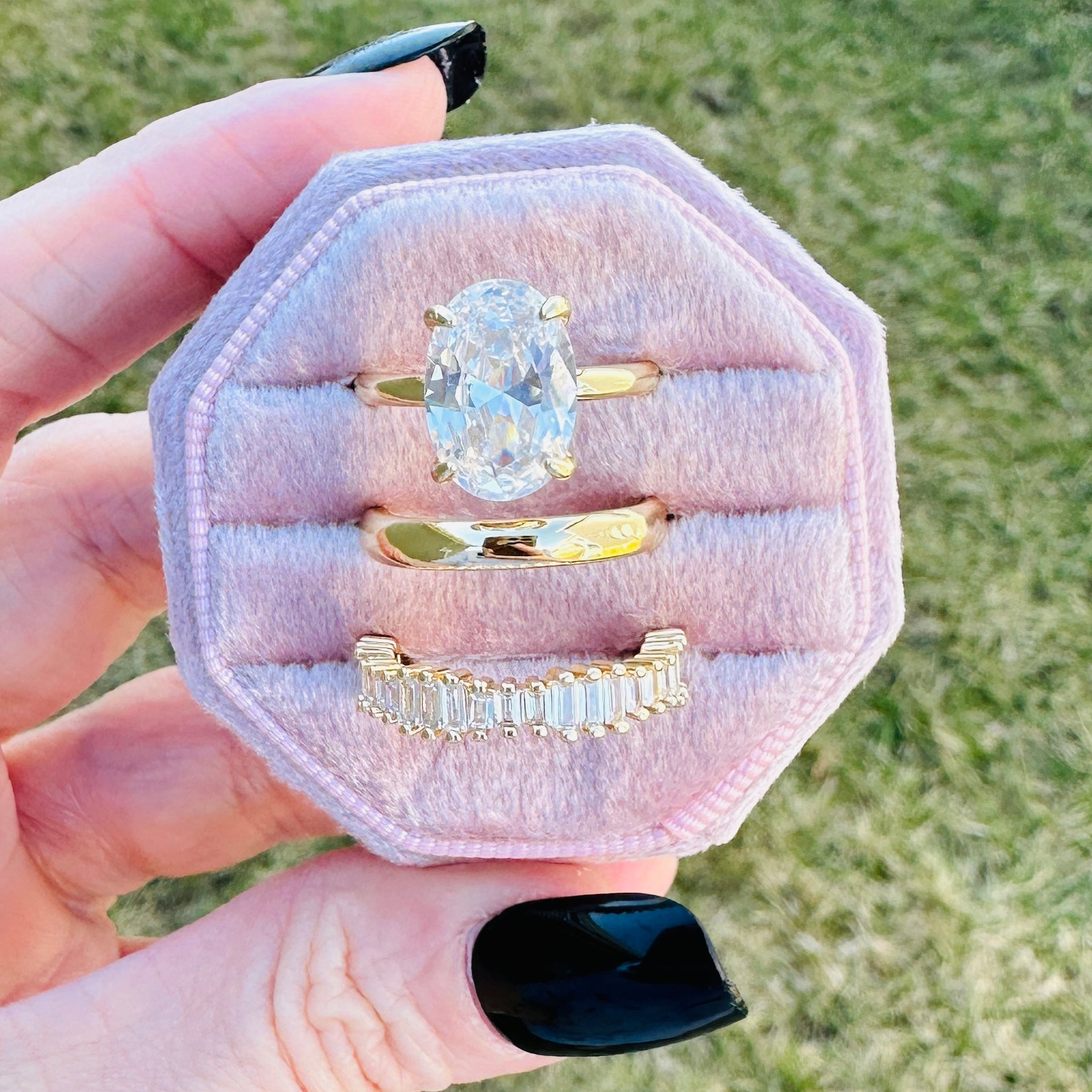 CHRISTINA 3-PIECE OVAL RING SET - GOLD ring