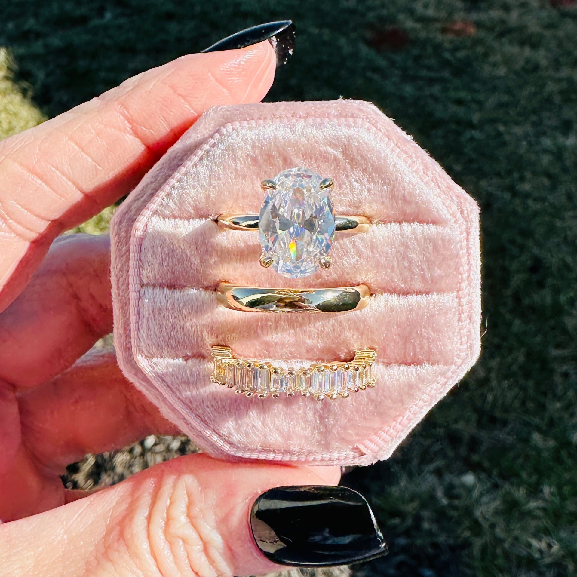 CHRISTINA 3-PIECE OVAL RING SET - GOLD ring
